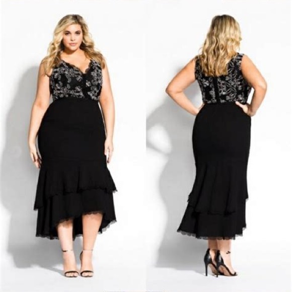 City Chic Dresses & Skirts - 18/M City Chic Black Midi Dress White Embroider